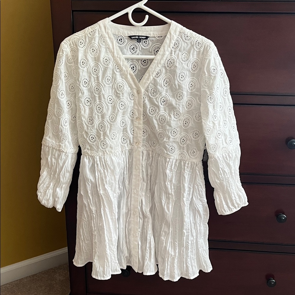 White Eyelet Peasant Blouse